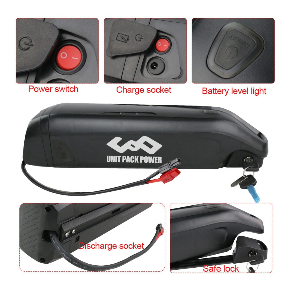 UPP Hailong EBike Battery with Samsung 18650 Cells for 350W 500W 750W 1000W Motor - 36V 13Ah 15Ah 17.5Ah or 48V 12Ah 14Ah  Electric Bikes Battery Pack