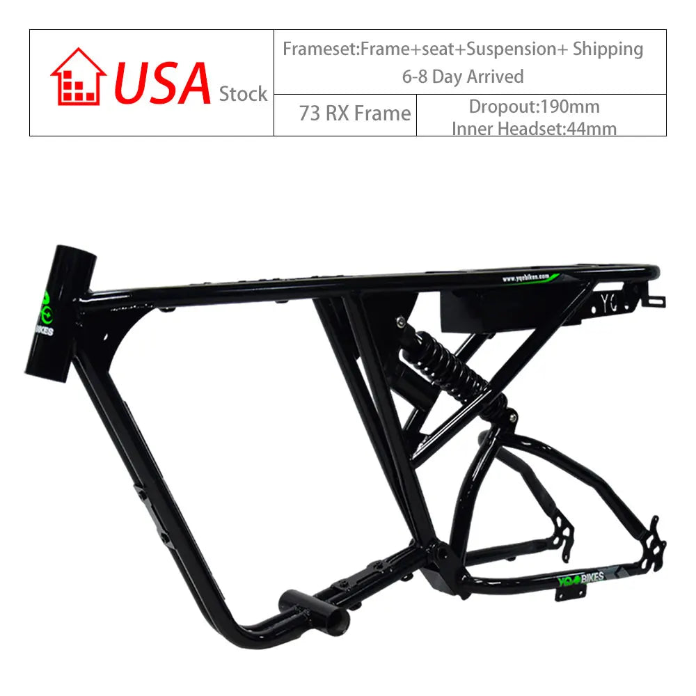 Adult Electric Bike Frameset 190mm Dropout 20*4.0 Super 73 RX Frame Full Suspension Adult Electric Bicycle ebike Frameset