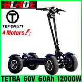 Original Teverun TETRA 4 Motor 1500W*4 60V 60Ah Peak 12000W 4inch TFT Display Max Speed 55km/h 13inch Tire Electric Scooter
