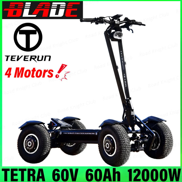Original Teverun TETRA 4 Motor 1500W*4 60V 60Ah Peak 12000W 4inch TFT Display Max Speed 55km/h 13inch Tire Electric Scooter