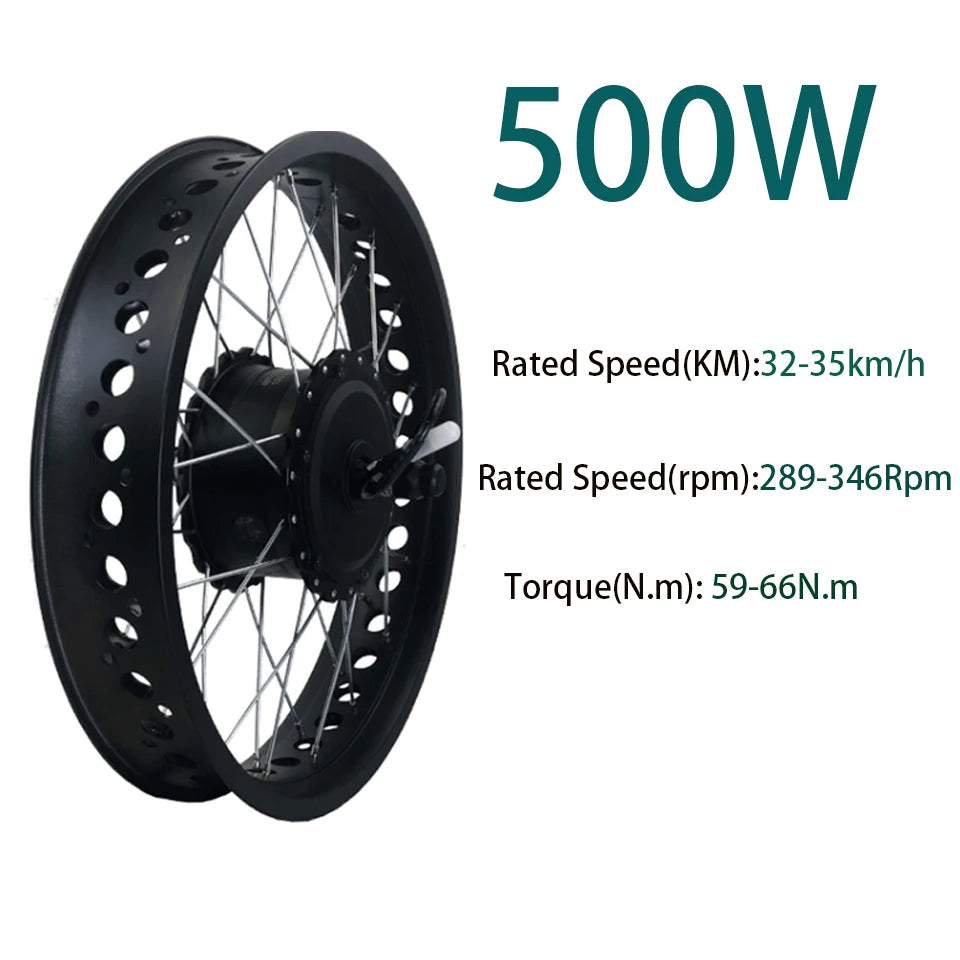 Fat Tire Electric Bike Kit 36V/48V 500W-750W - Snow & Sand Hub Motor Kit (20", 24", 26" × 4.0")