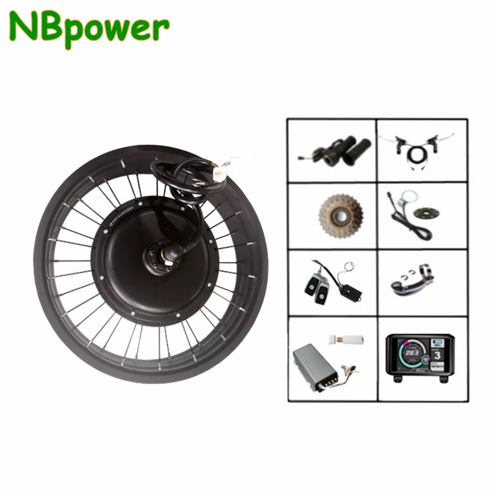 NBpower 170mm/190mm Dropout 48-72V 5000W BLDC Hub Motor Fatbike Conversion Kit 20/24/26x4.0inch Electric Bike Kit Sabvoton UKC1