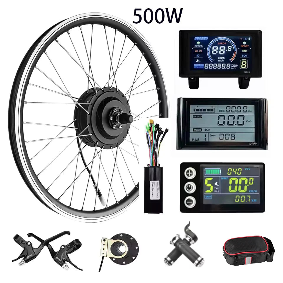36V/48V 500W Electric Bike Conversion Kit - Front & Rear Geared Hub Motor Wheel
