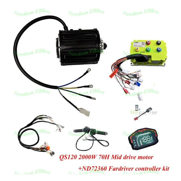 QS 120 70H 2000W Mid Drive Motor with ND72360 Fardriver Controller DKD Display Mainline Harness Motorcycle Z6 Throttle