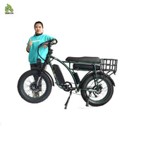 YQEBIKES High-End 20inch Dual Drive 7 Speed Lithium EBike Double Battery Vintage Electric Bicycle 2000W45Ah with Rear Bracket