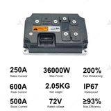 SiAECOSYS/VOTOL Programmable EM260SGTP 72V Rated 250A Peak 600A Controller for Electric Scooter E-Motorcycle