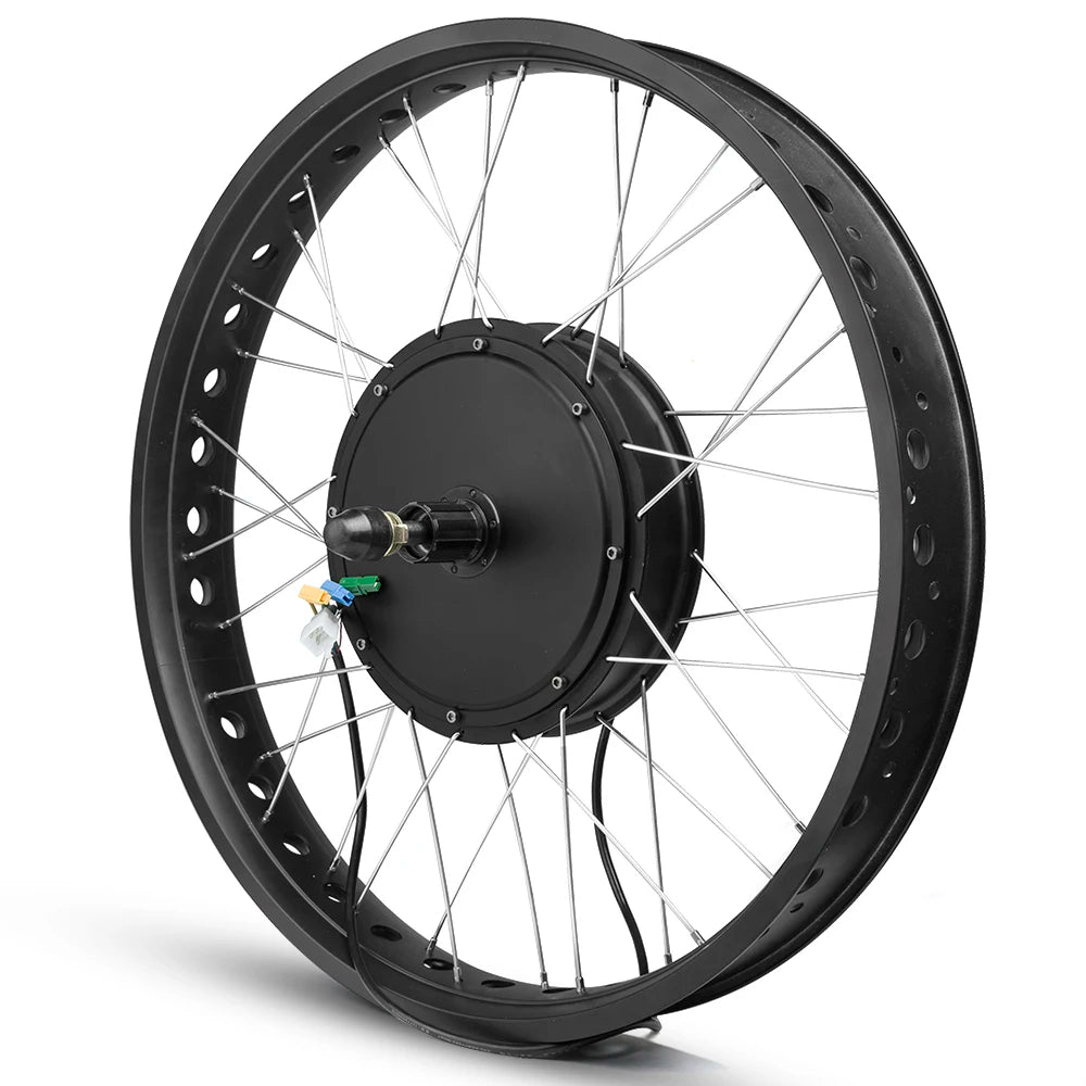 48V 1000W-1500W Fat Tire Electric Bike Conversion Kit - Waterproof Rear Hub Motor (20", 26" × 4.0")