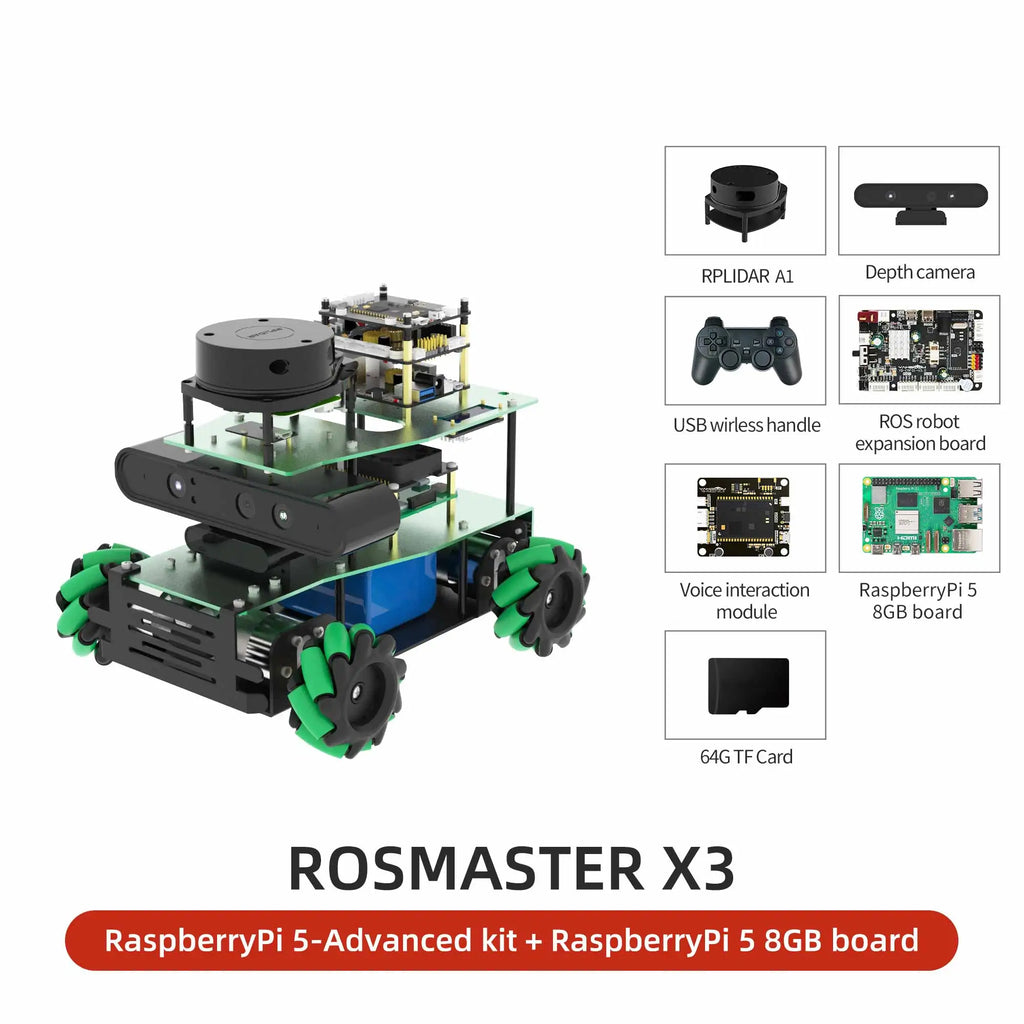 ROSMASTER X3 ROS2 Robot Mecanum Wheel Aluminum Alloy Frame Autopilot Lidar Mapping for Jetson NANO Orin NX Orin NANO RaspberryPi