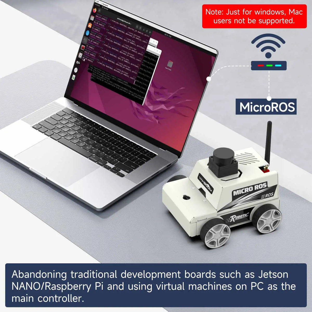 ROS2 Robot Car Kit Virtual Machine Control Programmable Toy With Metal Motor 2MP Camera Adopt ROS2-Humble Python3 Programming