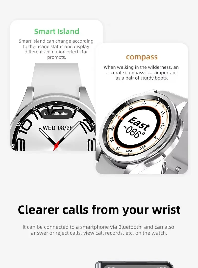Gaines JS Watch6 Max Smart Watch BT Calling AI Voice Compass Outdoor Sports Fitness Tracker Health Monitor Men Smartwatch