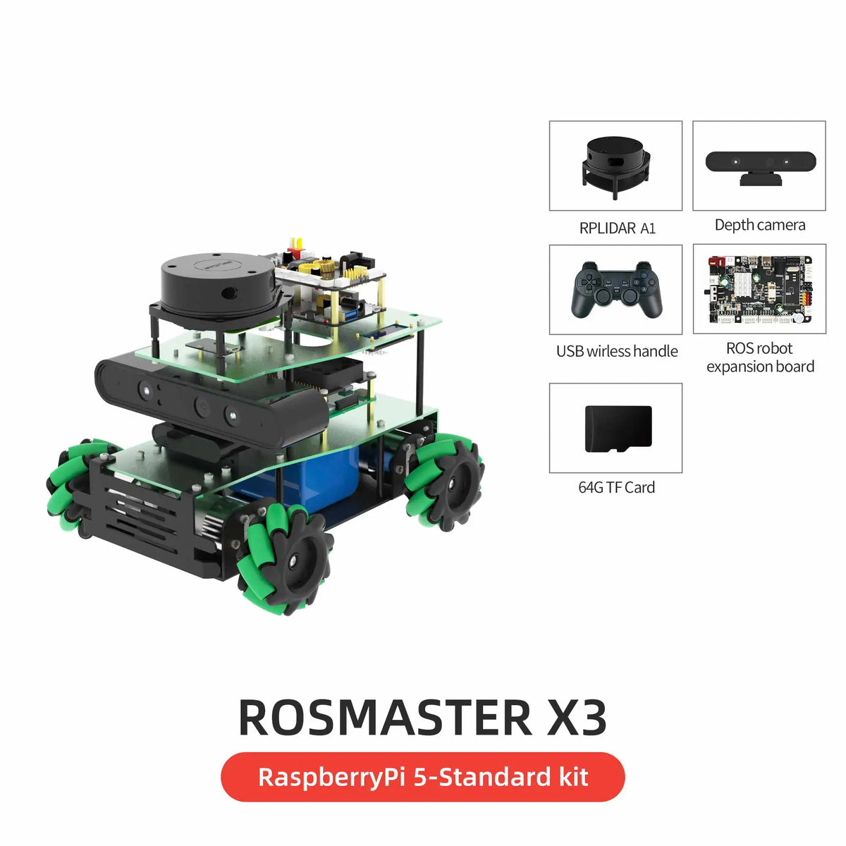 ROSMASTER X3 ROS2 Robot Mecanum Wheel Aluminum Alloy Frame Autopilot Lidar Mapping for Jetson NANO Orin NX Orin NANO RaspberryPi