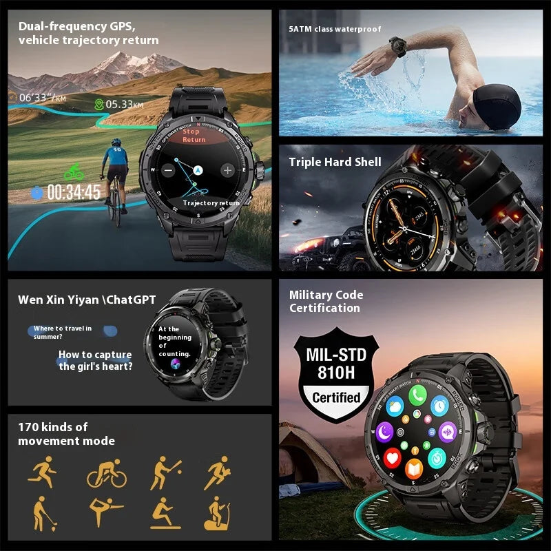 KUMI U5 Pro Smart Watch Outdoor Waterproof AI Navigation Watch Heart Rate Sleep Blood Oxygen Monitor Custom Sports Smart Watch