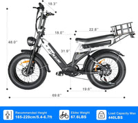 USA Stock 2000W30Ah Dual Motor ebike Electric Bike 100+ Mile,Dual Battery 20 inch Fat Tire Delivery Electric Bicycle  e-bike