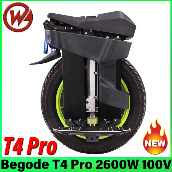Begode T4 PRO Electric Unicycle 100.8V 1800Wh 50E 50S Battery 2600W Motor 12inch Street Tire High Torque Green Hub Motherboard