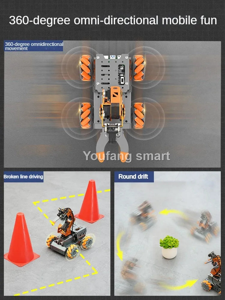 4WD Mecanum Wheel Robot Car with Camera Claw 4 Dof Robot Arm for Raspberry Pi 4B Robot DIY Kit Open Source AI Python Starter Kit