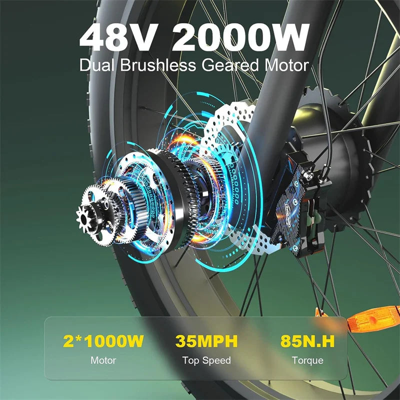 Zeegr S152v  E-Bike Dual 2000W Fat tire Ebike 8 Speed Snow Beach Bike 26*4.0 Fat Tire Taurus Electric Bicycles Full Suspension