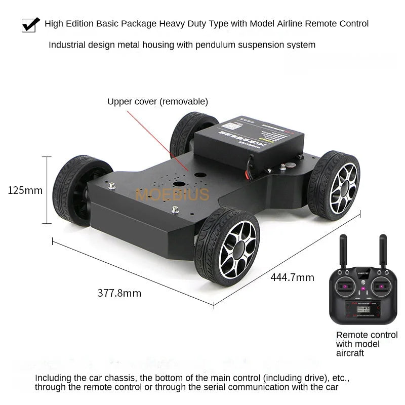 25KG Load Ackerman Robot Car ROS Unmanned Vehicle Chassis Industrial CNC Machining Shell Swing Suspension Omnidirectional Car