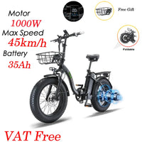 Adult ebike 1000W 35Ah Folding 20 Inches 4.0 Tyre Electric City Bike Fat Electric Bike E-bikes Lithium Battery электровелосипед