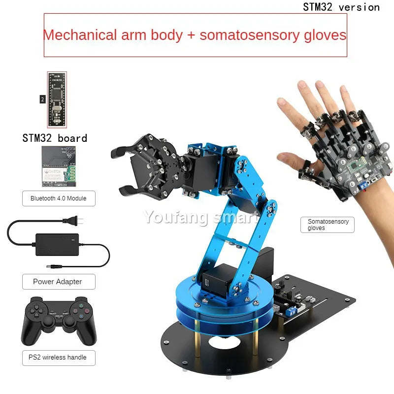 NANO/STM32 6 DOF Robot Metal Alloy Mechanical Arm for Arduino Robot DIY Kit to Ps2/Somatosensory Gloves Programmable Robot Arm