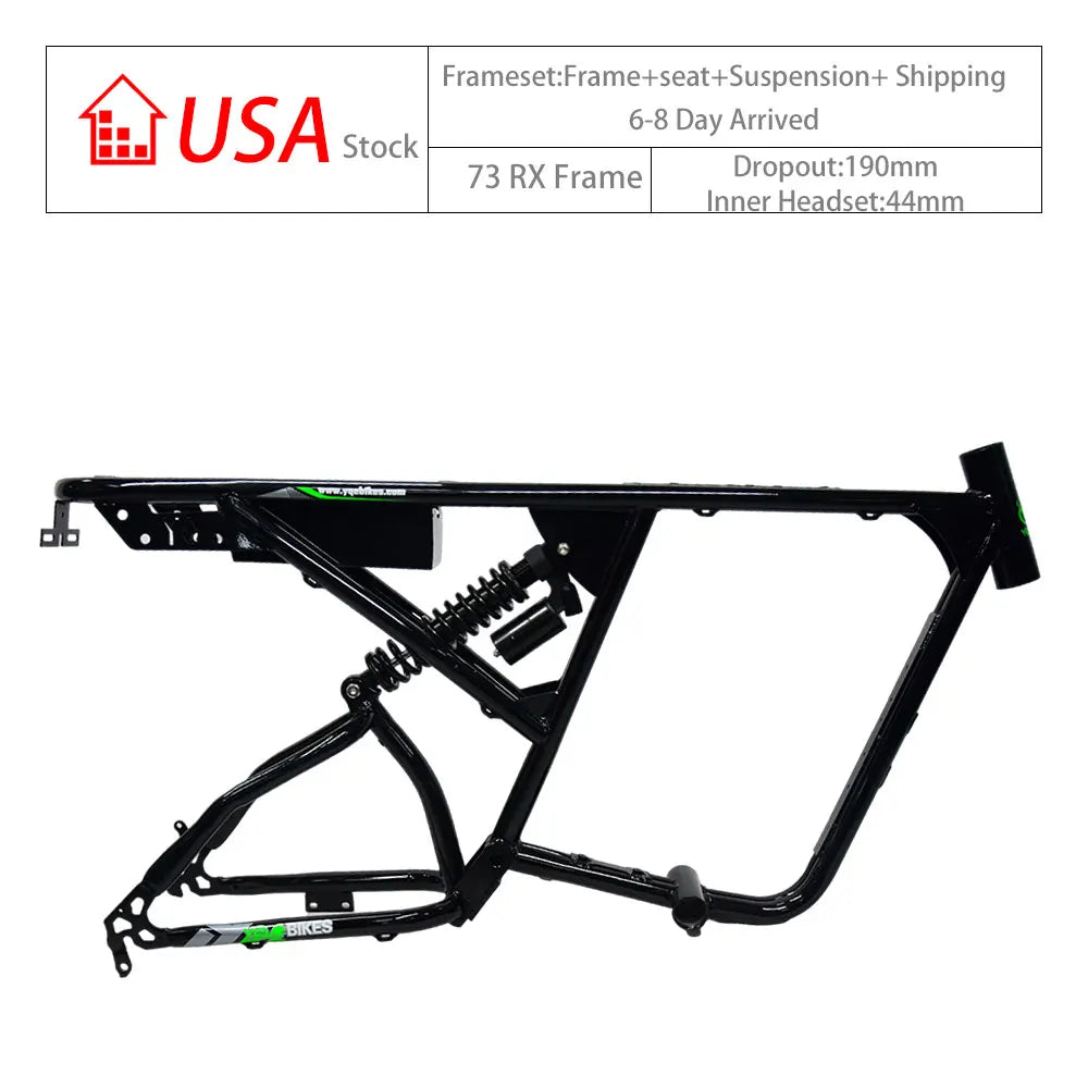 190mm Dropout Electric Bike Frame Super -73 RX 20inch DIY Frame Retro Electric Snow Fat Tire Bike Frame Soft Tail Frameset