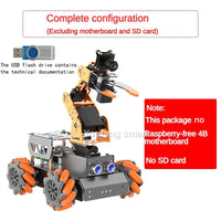 4WD Mecanum Wheel Robot Car with Camera Claw 4 Dof Robot Arm for Raspberry Pi 4B Robot DIY Kit Open Source AI Python Starter Kit