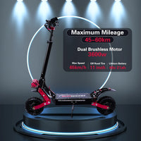 Dual Drive 3600W 48V 21Ah Adult Fast Electric Scooter Foldable 11'Fat Tire e scooter aluminum alloy European stock off road