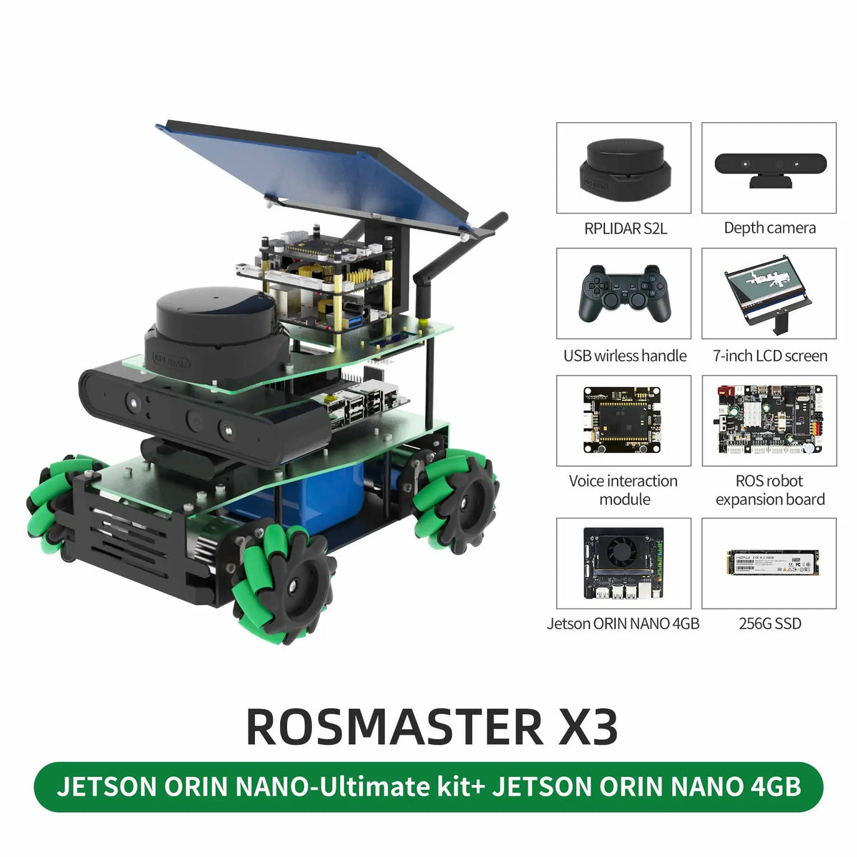ROSMASTER X3 ROS2 Robot Mecanum Wheel Aluminum Alloy Frame Autopilot Lidar Mapping for Jetson NANO Orin NX Orin NANO RaspberryPi