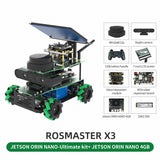 ROSMASTER X3 ROS2 Robot Mecanum Wheel Aluminum Alloy Frame Autopilot Lidar Mapping for Jetson NANO Orin NX Orin NANO RaspberryPi
