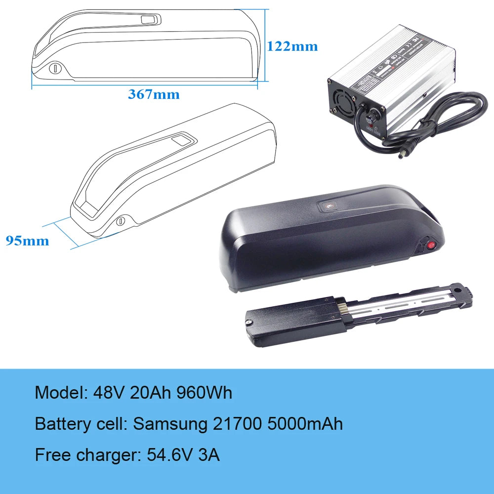 Emoko C91 Hailong 21700 Cell e-bike battery pack 48V 20Ah for Itstands U16 Folding Ebike with 30A BMS 3A Charger