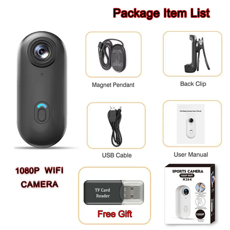 JETO H88 Mini 4K WiFi Body Camera with Magnetic Clip