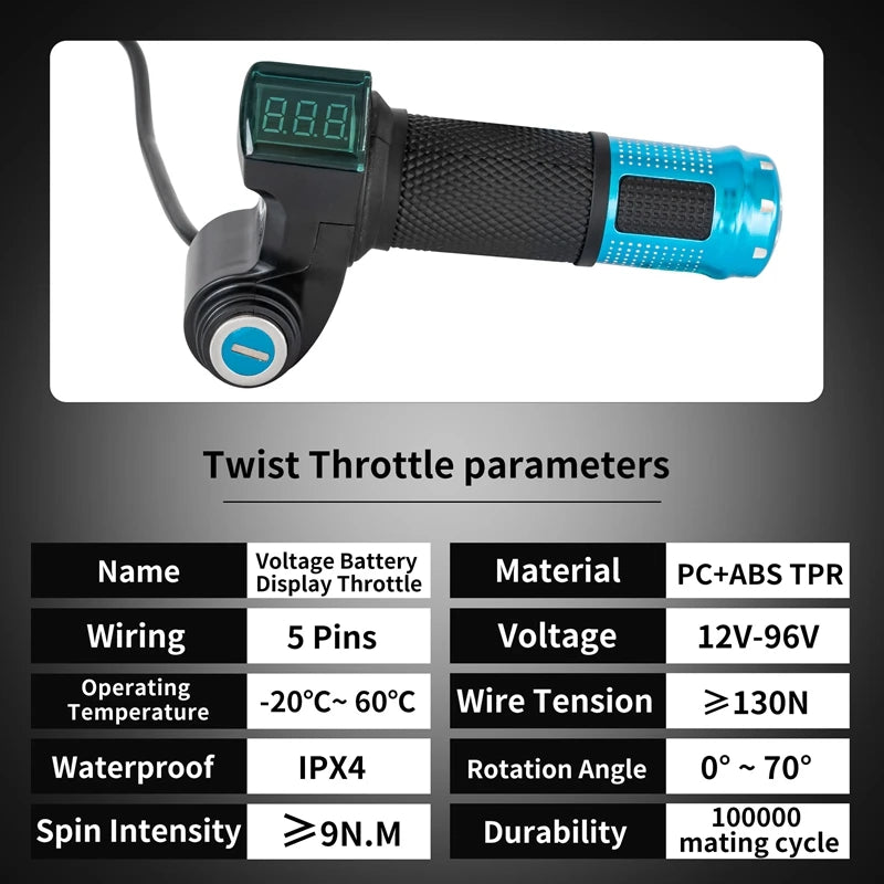 Kunray E-bike Twist Speed Throttle 12V-72V Scooter Electric Bicycle Accessories Handlebar Bike Throttle Parts for Motor