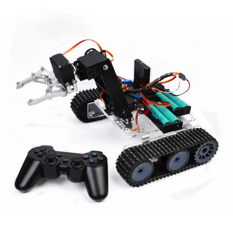 4 Dof Robotic Arm with RC Tank For Arduino Robot DIY Kit Acrylic Ps2 Remote Control Tank MG996 Robot Arm Programmable Robot Car
