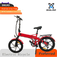 Foldable Electric Bicycle: SMLRO z20 Alloy Aluminum E-Bike with Shimano 6-Speed Gear System and 20-inch Pneumatic Tire for City Commuting