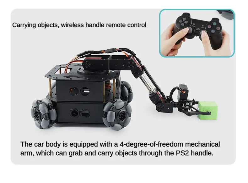 4WD Robot Car Chassis With Omni Wheel Support Obstacle Avoidance RC Car for Arduino Robot DIY Kit Ps2 Programmmable Robot Kit