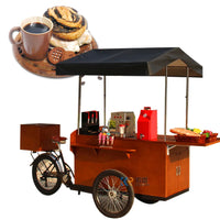 Europe Standard Coffee Cart Bike Popular Snack Tricycle Street Ice Beverage Mobile Three Wheels Truck