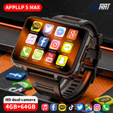 LOKMAT APPLLP 5 MAX Android Watch Phone Square Big Screen Wifi 4G Calls Smartwatches Dual Camera with Flashlight Gaming Watch