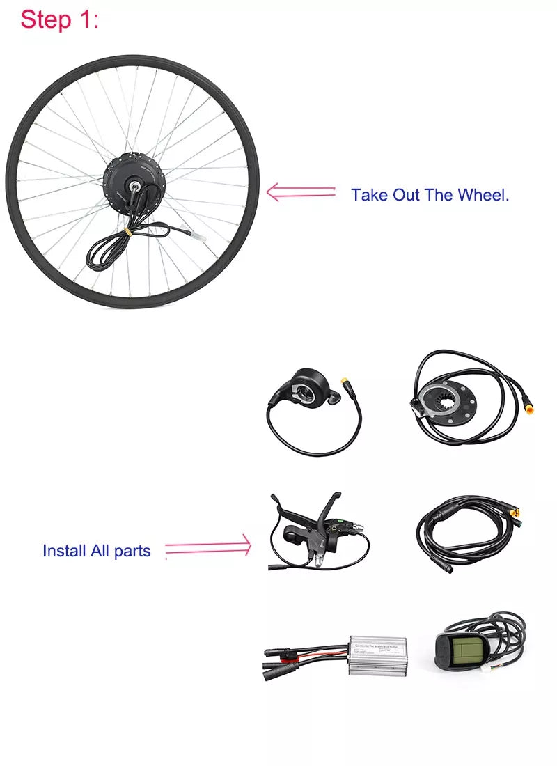 36v Brushless Motor 500w E-bike Conversion Kit Hubmotor Wheel 48v 500w Electric Motor for Bike LCD3 Display