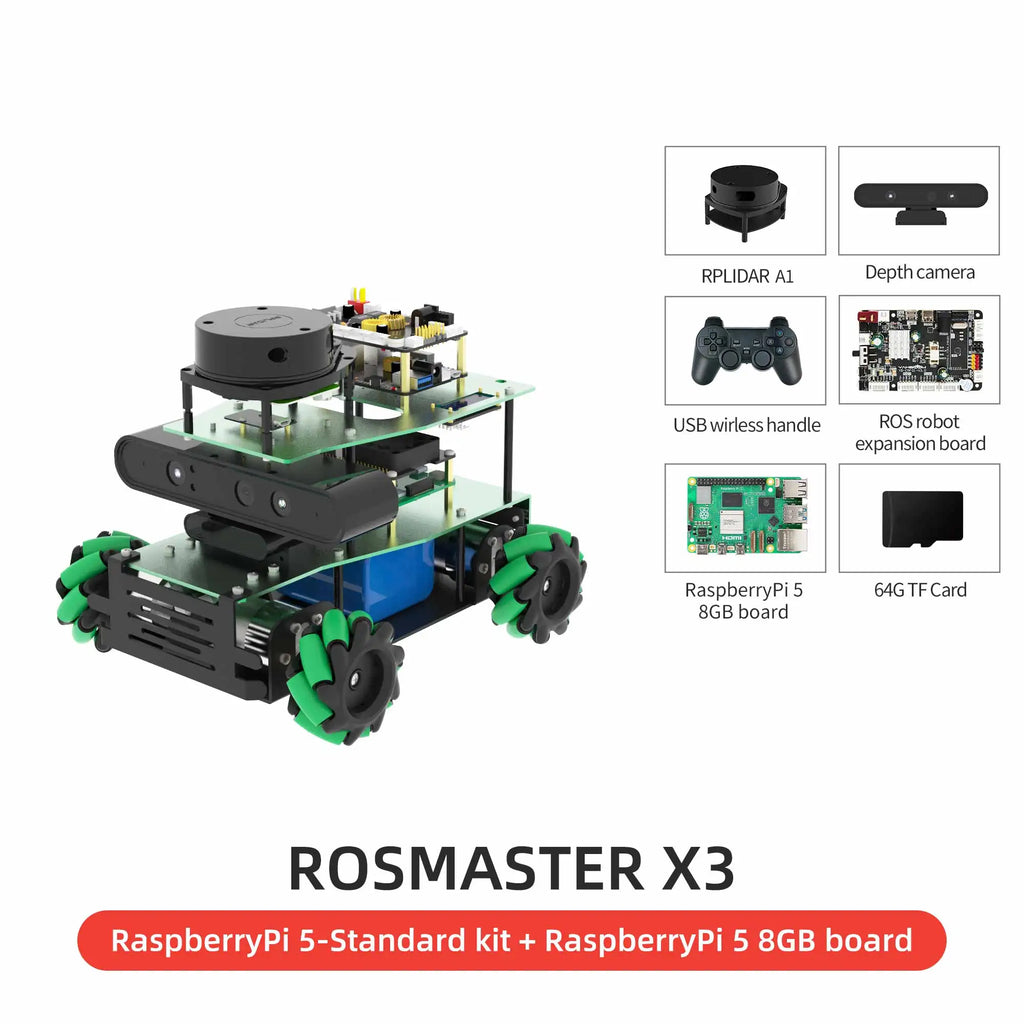 ROSMASTER X3 ROS2 Robot Mecanum Wheel Aluminum Alloy Frame Autopilot Lidar Mapping for Jetson NANO Orin NX Orin NANO RaspberryPi
