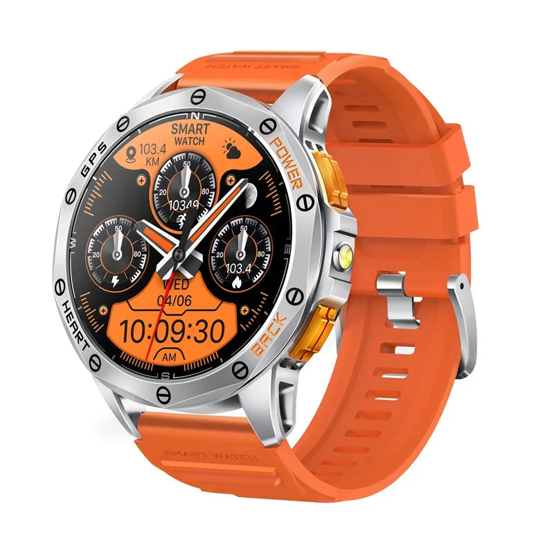 Gaines Men Smart Watch K67 LED Flashlight Amoled Compass Barometric Altimeter Outdoor Sports Montion Fitness Tracker BT Call Smart Watch
