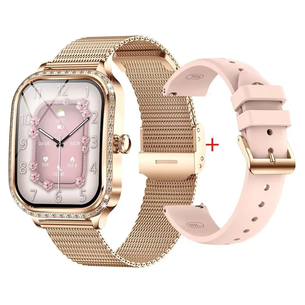 Gaines Ladies Luxury Smart Watch MK88 Diamond Women 1.75inch Bluetooth Call AI Voice Health Monitor Fitness Tracker Smartwatch