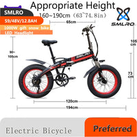 20 Inch Folding Mountain Ebike: SMLRO New S9 Bicycle Electric Bike with Aluminum Alloy Shock Absorbing Frame and 7-Speed Road MTB