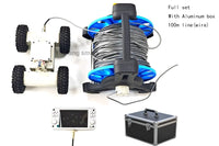 4WD Robotic Car Threading Pipeline Robot Ceiling Hole Reconnaissance Vehicle Video 100m Wired Transmission RC Tank with Handle