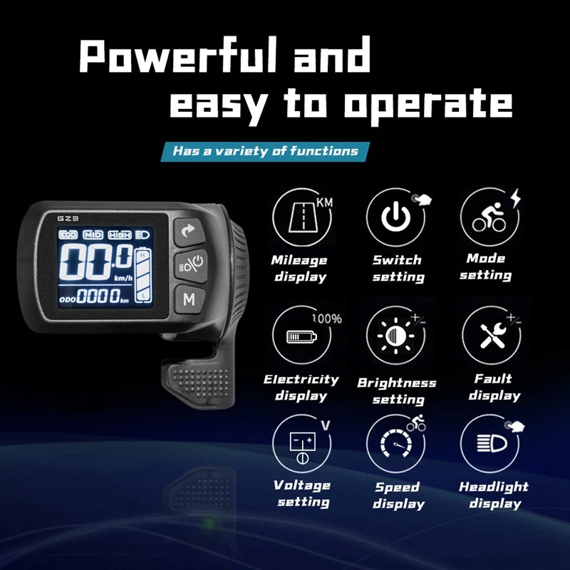 KUNRAY LCD Ebike Display Brushless Controller 36V 350W 24V-48V 500w Power Mileage Speed Time USB Phone for Motor Wheel