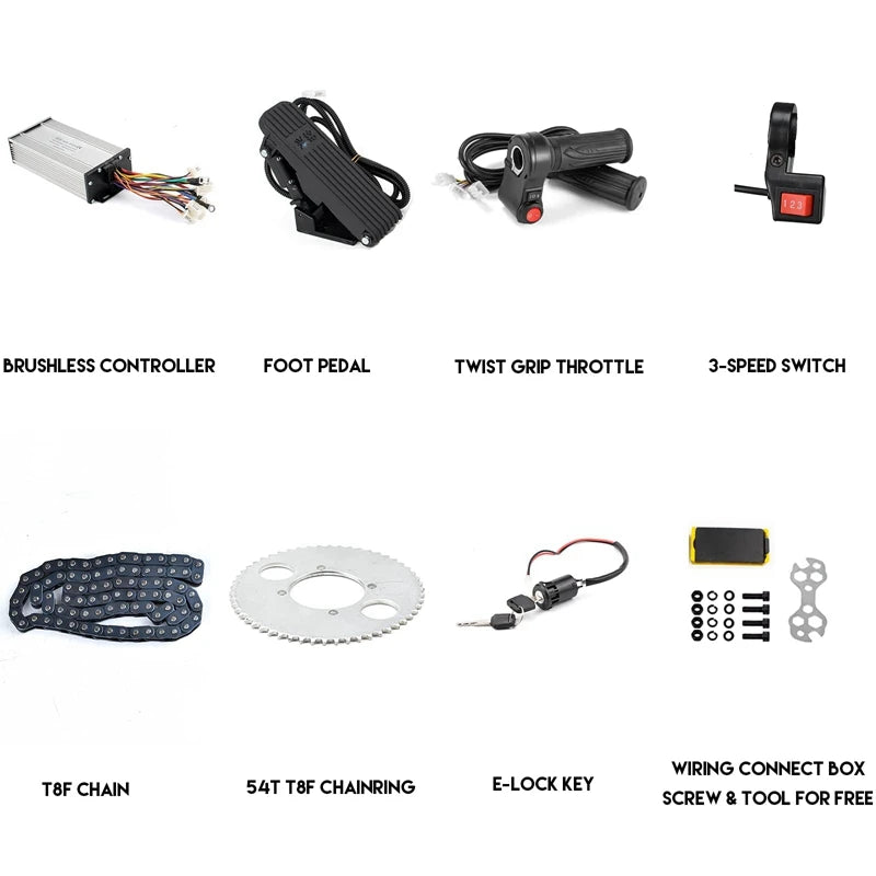 Kunray E-motor Bike Brushless Motor with Controller Conversion Kits 36V 1000w for Scooters Go-Karts Motor 3000w 72v