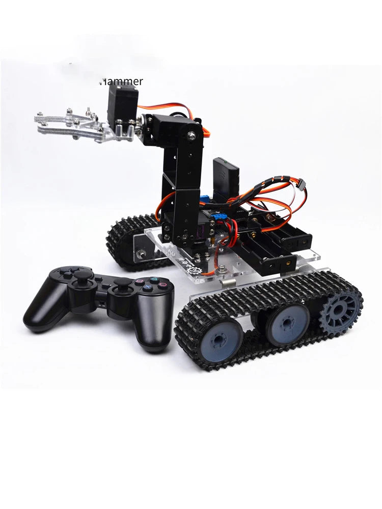 4 Dof Robotic Arm with RC Tank For Arduino Robot DIY Kit Acrylic Ps2 Remote Control Tank MG996 Robot Arm Programmable Robot Car
