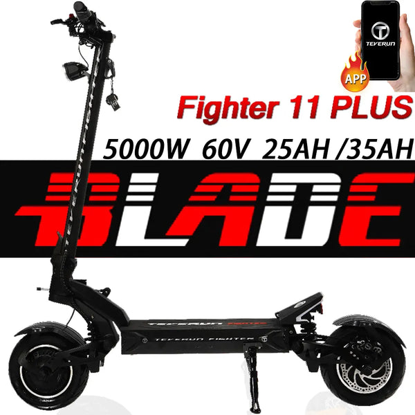 TEVERUN Fighter 11 PLUS FIGHTER 11+ Electric Scooter 11inch 60V 5000W 25AH 35AH Skateboard Dual Motor Oil Hydraulic TFT NFC