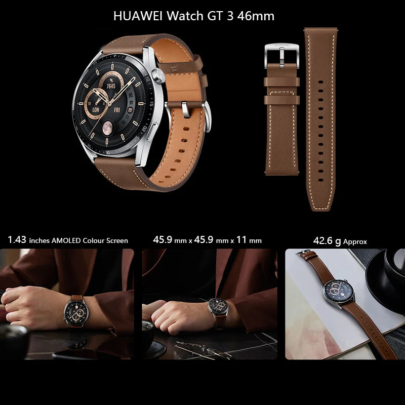 HUAWEI WATCH GT 3 Smartwatch | 2 weeks battery life | all-day SpO2 monitoring | Personal AI Running Coach | accurate heart