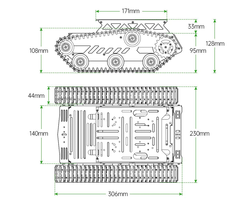 5KG Load Metal Tank Chassis with 8V DC Encoder Motor Intelligent Car Tracked Vehicle ROS Chassis Robot Chassis Metal Motor