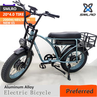 Dual Drive 2000w Mountain Ebike  SMLRO E5 Plus Electric Fat Tire Bike and 48V 18AH Removable Lithium Batter 4.0 Fat Tyre Electric Bike Mountain Sports E-bike