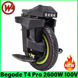 Begode T4 PRO Electric Unicycle 100.8V 1800Wh Battery 2600W Motor 12 inch Street Tire High torque Green Hub New Motherboard